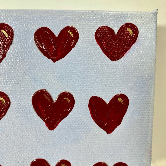 ORIGINAL HANDMADE Acrylic Heart Art on 6”x6”x1.5” Gallery Wrapped Canvas - Picture 7 of 9
